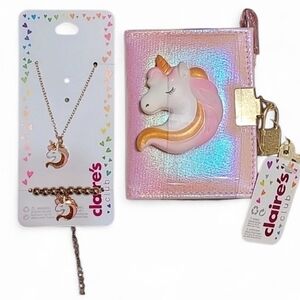 Claire's Club Girl's Unicorn Diary & Pen Set + Matching 2 Piece Jewelry Set! 🩷